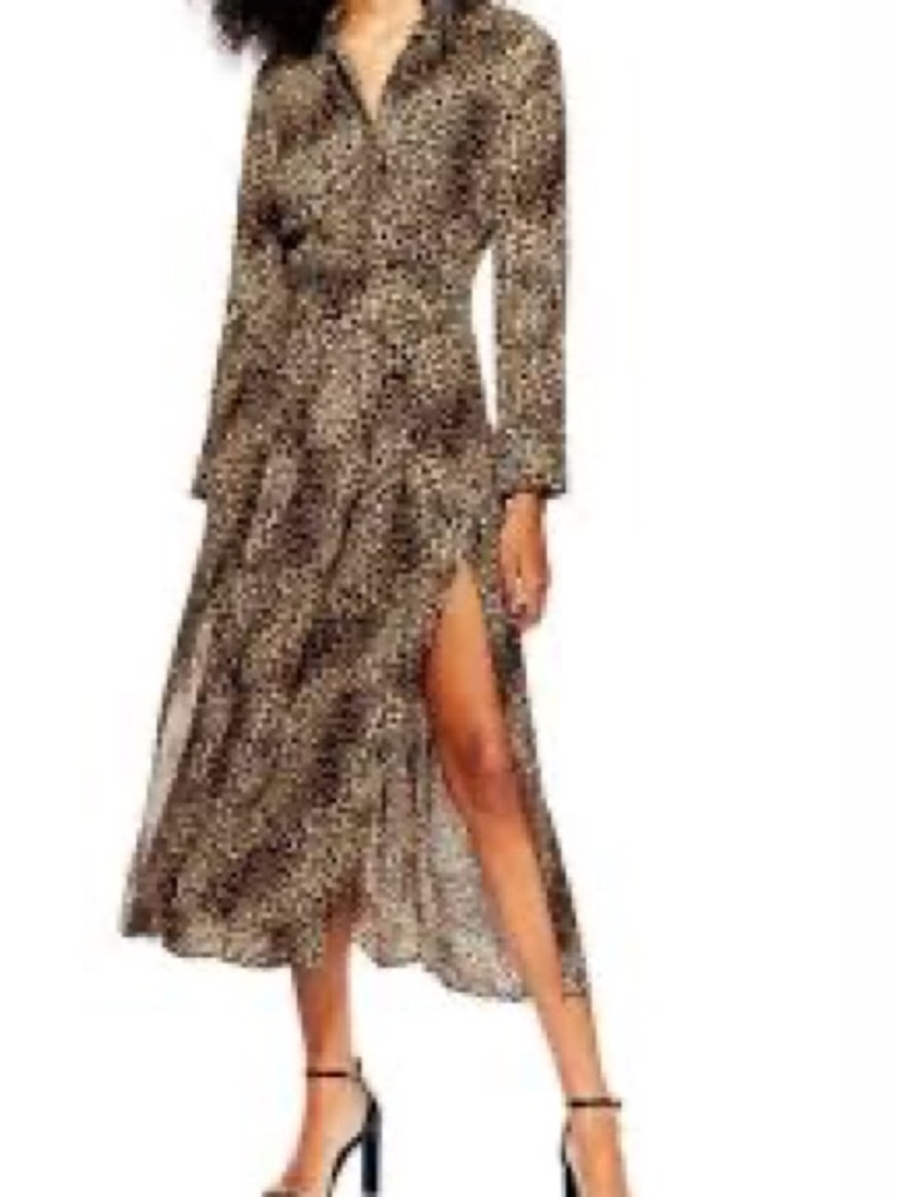 Topshop Leopard Print Midi Dress - Brown/Black - Picture 3 of 3